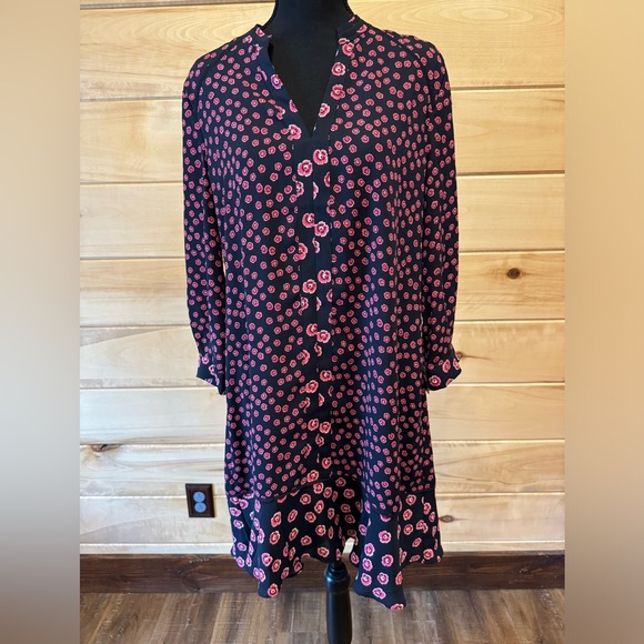 Whistles Lenno print shirt dress with pink floral - Size US 10 - Picture 1 of 8